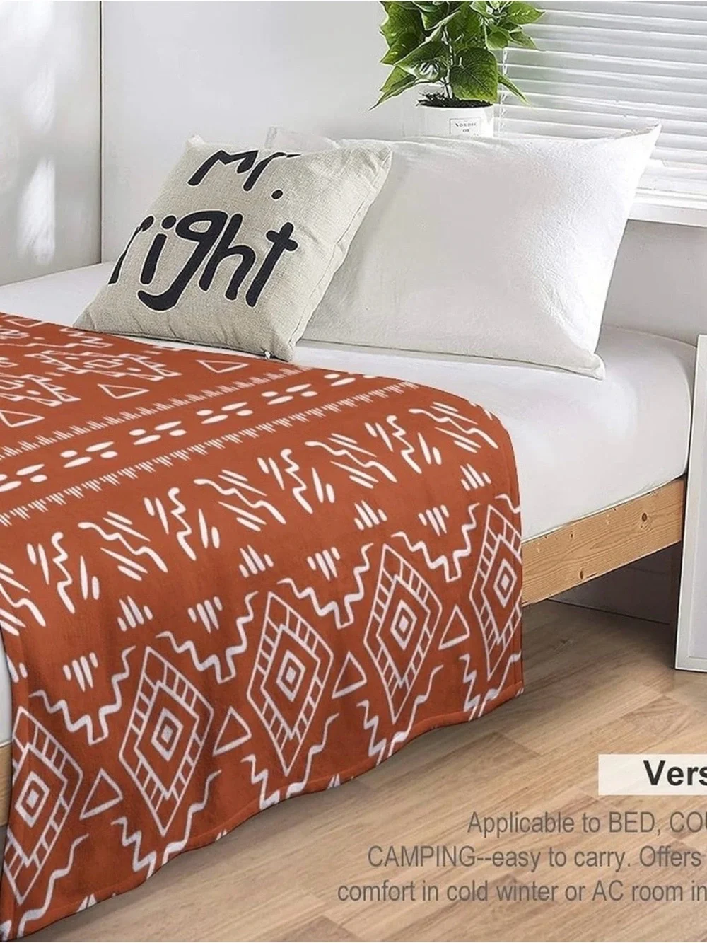 Boho Geometric Throw Blanket - Rust